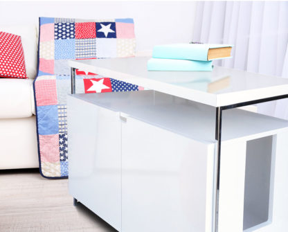 Large White Litter Box Hider in this modern living room